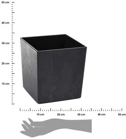 PLASTOVÝ KVETINÁČ FLORE 25X25 CM IMITÁCIA BETÓNU ČIERNA