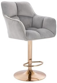 LuxuryForm DESIGN Barová stolička AMALFI VELUR na zlatom tanieri - svetlo šedá