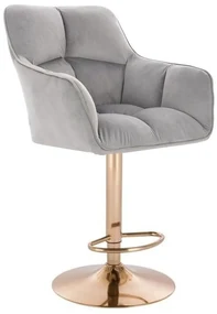 LuxuryForm DESIGN Barová stolička AMALFI VELUR na zlatom tanieri - svetlo šedá