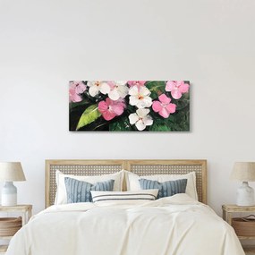 Obraz - Ružové a biele kvety (120x50 cm)