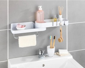 Biela rohová samodržiaca kúpeľňová polička - Maximex
