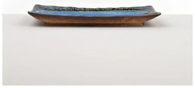 Modrý keramický servírovací tanier Mij Cobalt, 29 x 12 cm