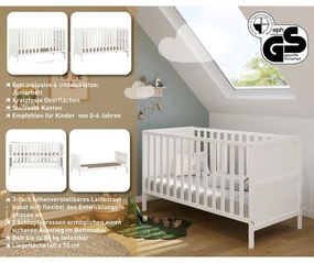 Krémová postieľka z masívneho dreva 70x140 cm Alkmaar – Germania