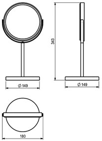 Gedy Gedy, ANNA kozmetické zrkadlo na postavenie, priemer 163mm, obojstranné, čierna mat, 211214