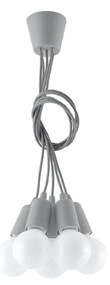 Závesné svietidlo Diego 5, sivé telo svietidla