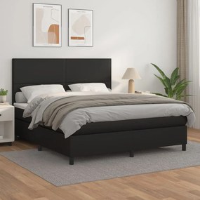 Boxspring posteľ s matracom čierna 180x200 cm umelá koža 3142737