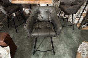 Barová stolička Loft starožitná šedá lakťová opierka