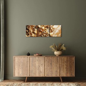 Obraz - Mramor so zlatom (s hodinami) (90x30 cm)