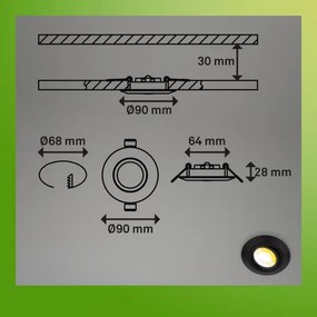 Briloner 7586035-SADA 3xLED Kúpeľňové podhľadové svietidlo KLIRA 1xLED/4,9W/230V IP23 čierna