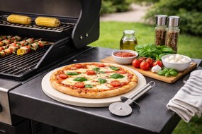 Univerzálny pizza kameň – Cordierit BestBerg BBBQ-3005PZ / Ø 30,5 cm / krémová