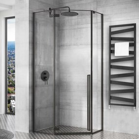 Rea Diamond Black, päťuholníkový sprchový kút 100 x 100 cm, 6mm číre sklo, čierna matná, REA-K5623