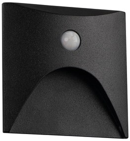 Kanlux 39142 - LED schodové svietidlo so senzorom EXIN 2,5W/230V 4000K IP65 čierne, hranaté