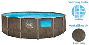 Marimex | Bazén Florida SWING 4,57x1,22 m s kartušovou filtráciou a príslušenstvom - motív HNEDÝ RATAN + okno | 10340305