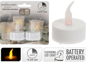 LED blikajúce čajové sviečky, 3,8 cm, set 2 ks, na batérie, časovač