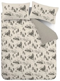 Béžové flanelové obliečky na dvojlôžko/predĺžené 230x220 cm Alpine Vilage – Catherine Lansfield