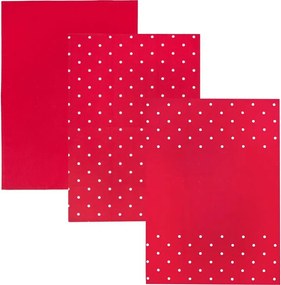 Orion Kuchynská utierka Tečka červená, 50 x 70 cm, sada 3 ks
