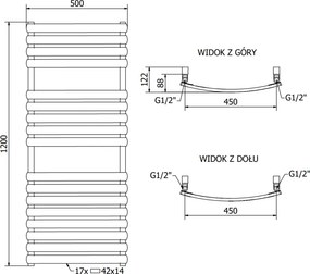 Mexen Bachus vykurovacie teleso 1200 x 500 mm, 619 W, biela, W109-1200-500-00-20