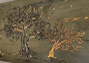 Obraz troch stromov s led podsvietením na batériu