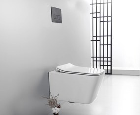 CERANO - Závesná WC misa Forte + UF sedátko, Rimless - biela lesklá, CER-CER-538747