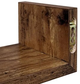 Sada 3 ks nástenných políc SHELFY hnedá