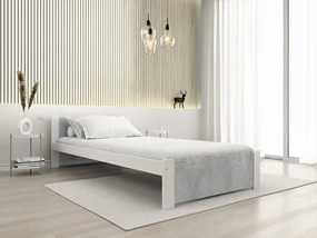 Posteľ IKAROS 90 x 200 cm, betón/biela Rošt: S latkovým roštom, Matrac: Matrac COCO MAXI 20 cm