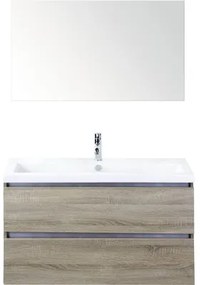 Kúpeľňový nábytkový set Vogue 100 cm s keramickým umývadlom a zrkadlom dub sivý