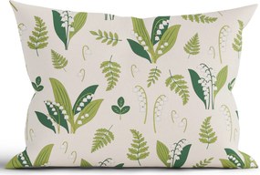 Bavlnená obliečka na vankúš Renforcé 40 × 60 cm - Konvalinky prírodné