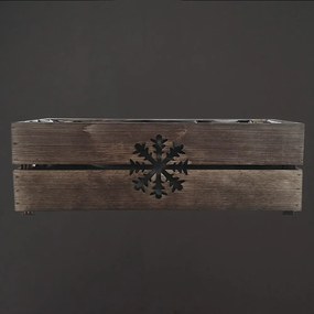 AMADEA Drevený vianočný kvetináč s vločkou tmavý, vo vnútri s čiernou fóliou, 52x21,5x17cm, český výrobok