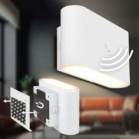 Briloner 3878016 - LED nabíjacie nástenné svietidlo so senzorom CHAT LED/3W/5V 2000 mAh biela