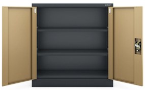 Kovová spisová skrinka BEATA, 900 x 930 x 400 mm, Eco Design: antracitová/ orech