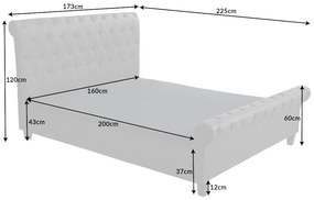 Posteľ Kensington 160x200cm tmavo šedá