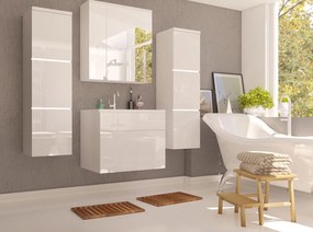 Kúpeľňový nábytok Mandy, Farby: biela / biely lesk, Sifón: bez sifónu, Umývadlo: nie, Osvetlenie: bez osvetlenia