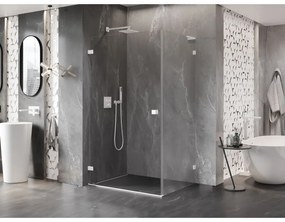 Mexen Lunar-B L, sklápací sprchový kút ľavý 85 x 70 cm, 8mm číre sklo, biely profil, 832L-085-070-20-00-L