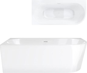 Akrylová rohová vaňa ľavá Corsan Intero 160 široký okraj Biely korok