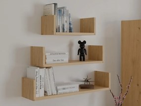 Sada 3 ks nástěnných polic Mobi dub artisan