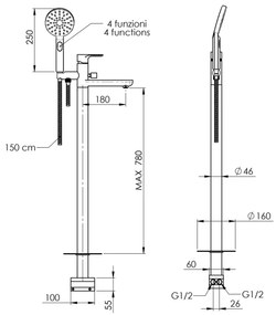 Sapho - Vaňová súprava s batériou PAX v lesklom chróme