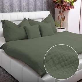 Biante Mušelínové posteľné obliečky Nature MSN-076 Zelená khaki Predĺžené 140x220 a 70x90 cm