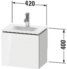 DURAVIT L-Cube závesná skrinka pod umývadielko, 1 dvierka, pánty vpravo, 440 x 311 x 400 mm, biela vysoký lesk, LC6133R2222