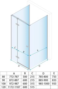 3-stenný štvorcový sprchový kút REA ATLAS PRAVÝ 100/dvere x 100/zástena cm, zlatá kartáčovaná/transparent - bez vaničky