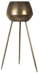 Zlatý kovový stolík Di na kvety s patinou - Ø 24 * 69 cm