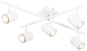 Moderné stropné svietidlo biele 5-svetlové nastaviteľné štvorcové - Jeana