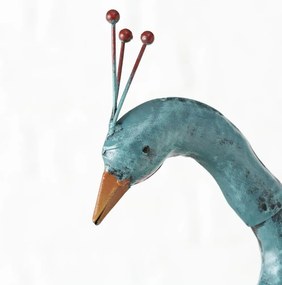 Záhradná kovová figúrka Peafowl, 78 cm, modrá