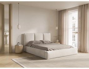 Béžová čalúnená dvojlôžková posteľ s úložným priestorom s roštom 180x200 cm Brody – Mazzini Beds