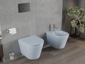 Mexen Rico, závesné WC Rimless s WC doskou slim, duroplast, šedá-modrá matná, 30724069