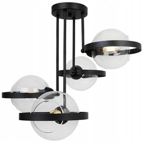 Stropné svietidlo Haga Ring, 4x transparentné sklenené tienidlo (výber z 3 farieb uchytenia)