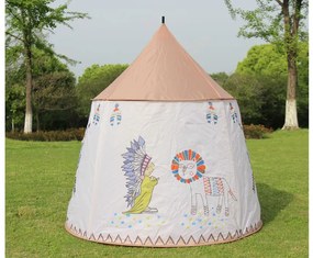 LEAN TOYS Indiánsky stan pre deti Teepee 125 cm  - béžový