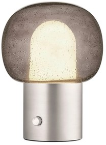 Hliníková LED stolová lampa v striebornej farbe so skleneným tienidlom (výška 32 cm) Iris – Blomus
