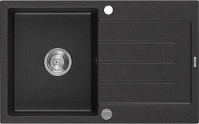 Mexen Bruno - drez granitový 79,5x49,5cm, 1-komorový, čierna-strieborná, 6513791010-73