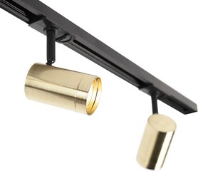 Inteligentný koľajnicový systém čierny so zlatom 1-fázový 3-žiarovkový vrátane WiFi GU10 - Jeana