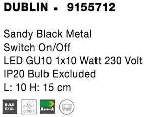 Dizajnové bodové svietidlo Dublin B 10 čierne